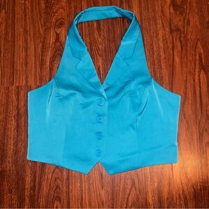House of Harlow 1960 Turquoise Halter Crop Vest Top